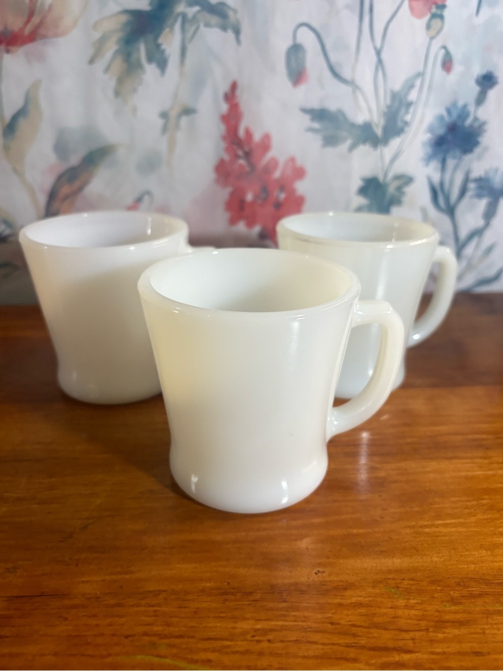 Vintage Classic White Milk Glass Mugs - Set of 3